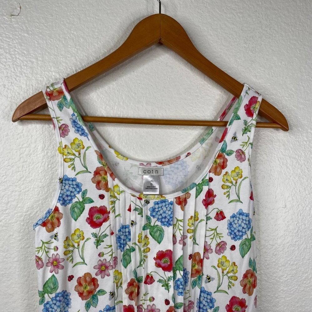 Cotn Women's Cottage Core Prairie Boho Floral Ladybug Bee Dress Multicolor Sz S - Picture 5 of 14